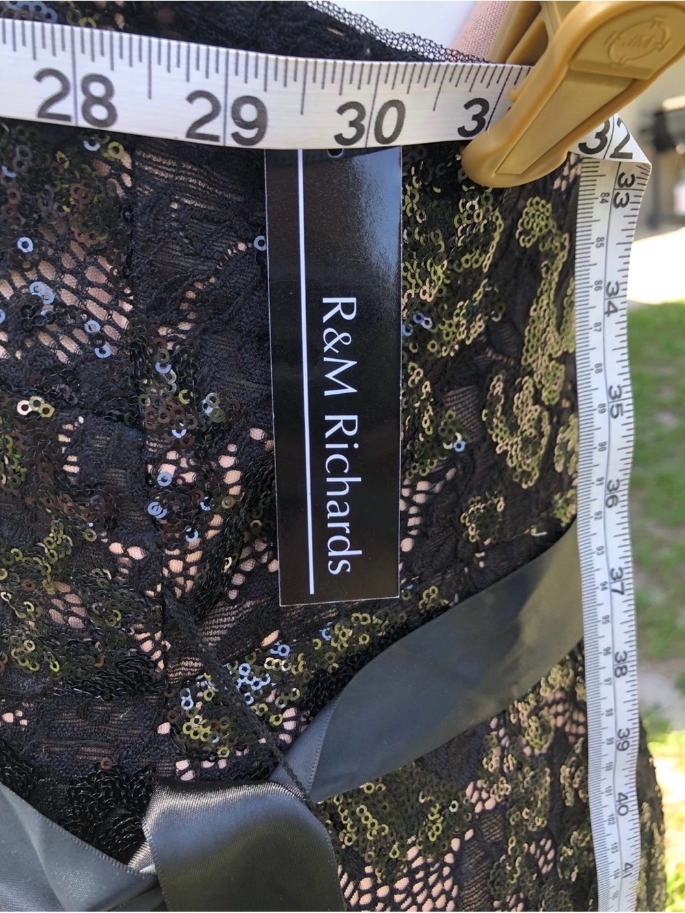 R&M Richards Black Lace Midi Dress with Nude Lining - Picture 5 of 6